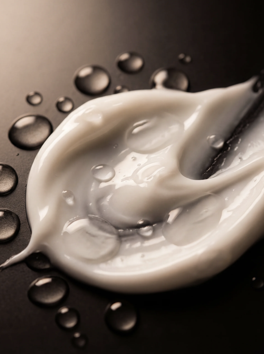 Active formula — cream texture with water droplets